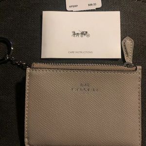 COACH BIRCH CROSSGRAIN LEATHER MINI-ID KEY WALLET